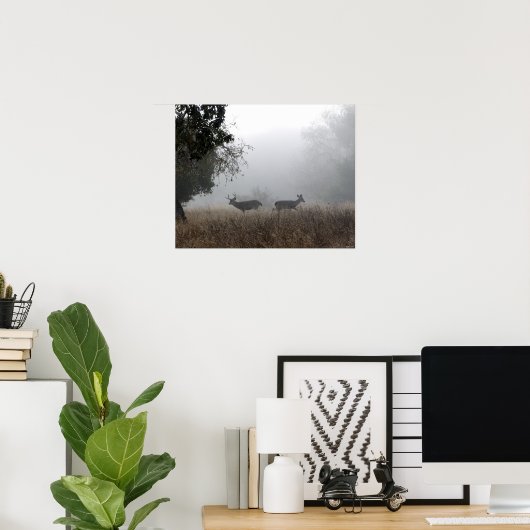 Deer in Fog Poster (Thuiskantoor)
