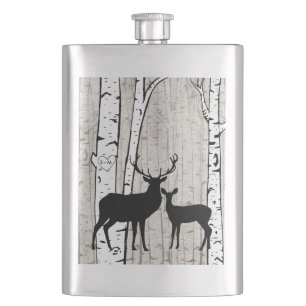 Deer in Foggy Birch Forest Custom Initialen Flask Flacon