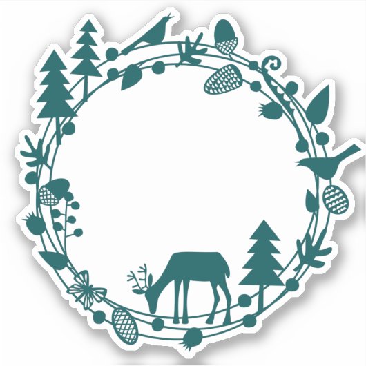 Deer in Forest Circle Sticker (Voorkant)