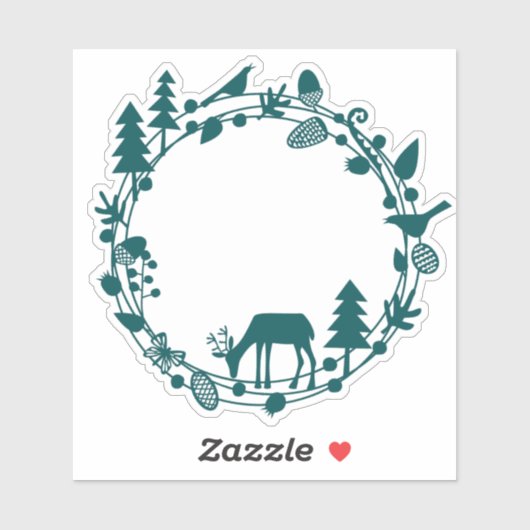 Deer in Forest Circle Sticker (Vel)
