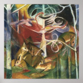 Deer in het bos door Franz Marc,  Kunst Poster (Voorkant)