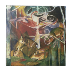 Deer in het bos door Franz Marc, Kunst Tegeltje