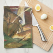 Deer in het bos door Franz Marc,  Kunst Theedoek (Quarter Fold)