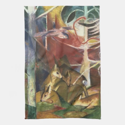 Deer in het bos door Franz Marc,  Kunst Theedoek (Verticaal)