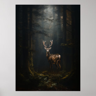 Deer in het bos poster