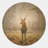 Deer in het bos ronde sticker (Voorkant)
