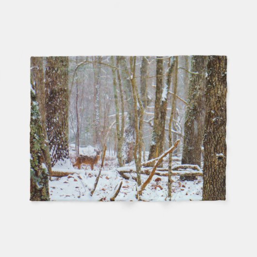 Deer in het sneeuwstorm fleece deken (Voorkant (Horizontaal))