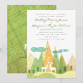 Deer in Mountain Valley Rustic Wedding Invitation Kaart (Voorkant / Achterkant)