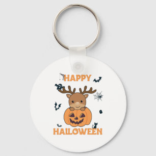 Deer in Pumpkin Cute Deer Happy Halloween Sleutelhanger