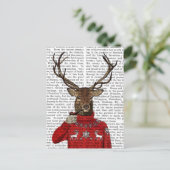 Deer in Ski Sweater 2 Briefkaart (Staand voorkant)