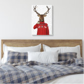 Deer in Ski Sweater Canvas Afdruk (Insitu (Slaapkamer))