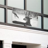 DEER IN SNEEUWBanner MET GROMMETEN Spandoek (Buitenkant Gebouw)