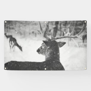 DEER IN SNEEUWBanner MET GROMMETEN Spandoek