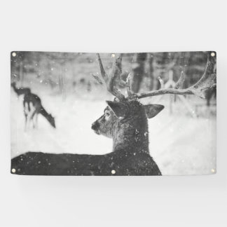 DEER IN SNEEUWBanner MET GROMMETEN Spandoek