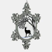 Deer in Snow Tin Sneeuwvlok Ornament (Links)