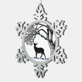 Deer in Snow Tin Sneeuwvlok Ornament (Rechts)