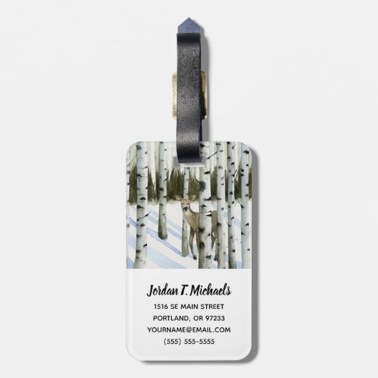 Deer in Snowfall Bagagelabel (Achterkant verticaal)