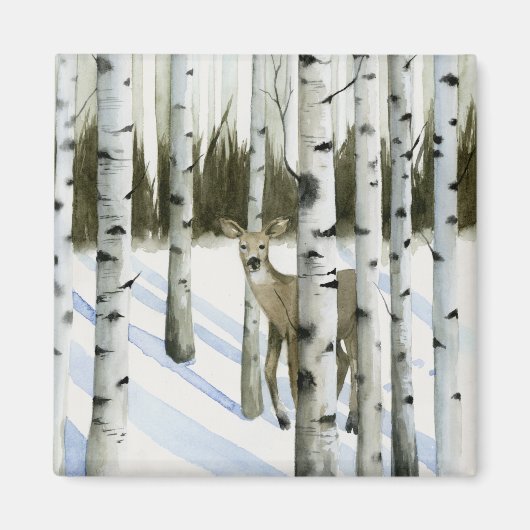 Deer in Snowfall Magneet (Voorkant)