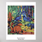 deer in the Forest ( ii ) van franz marc Poster (Voorkant)