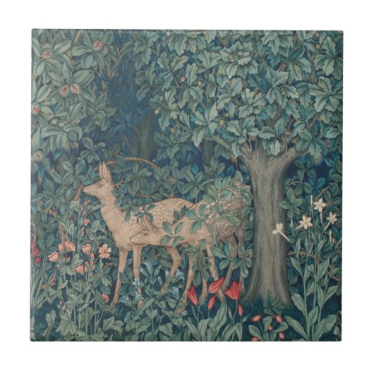 Deer in The Forest, William Morris Tegeltje (Voorkant)