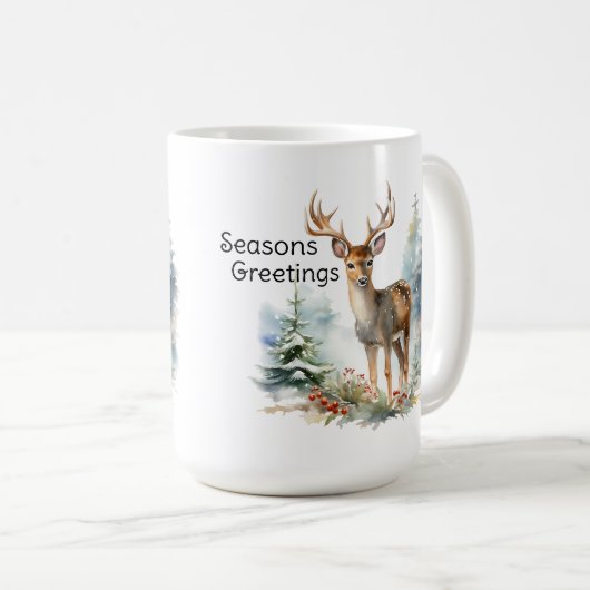Deer In the Forrest, Holiday Vignette Mug Koffiemok (Voorkant rechts)