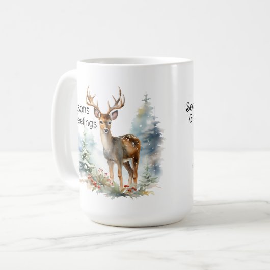 Deer In the Forrest, Holiday Vignette Mug Koffiemok (Voorkant links)