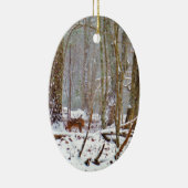 Deer in the snow, licking leg keramisch ornament (Rechts)