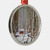 Deer in the snow, licking leg metalen ornament (Rechts)