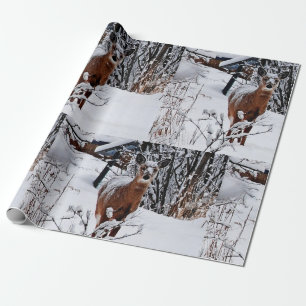 Deer in Winter Wonderland Holiday Cadeaupapier