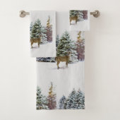Deer in Winter Wonderland Holiday Towel Set Bad Handdoek (Insitu)
