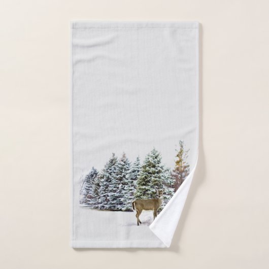 Deer in Winter Wonderland Holiday Towel Set Bad Handdoek (Handdoek)