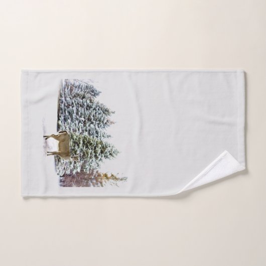 Deer in Winter Wonderland Holiday Towel Set Bad Handdoek (Handdoek)