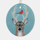 Deer, Kardinaal, sneeuw, bos ornament (Links)