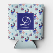 Deer, kerstbomen en sneeuwvlokken met monogram blikjeskoeler (Voorkant)