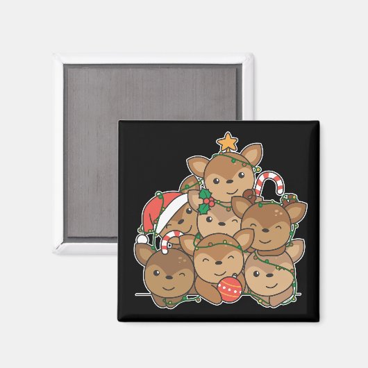 Deer Kerstboom Funny Animal Kerstmis Magnet Magneet (Voorkant / Achterkant)