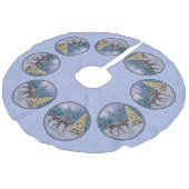 Deer & kerstboom Winter Blauw Imitatie Linnen Kerstboom Rok (Gekanteld)