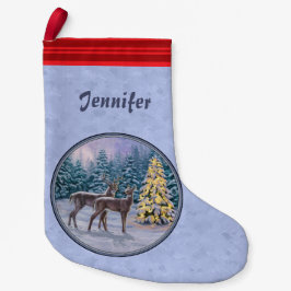 Deer & kerstboom Winter Blauw Kleine Kerstsok