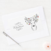 Deer Kerstkaarde Rechthoekige Sticker (Envelop)