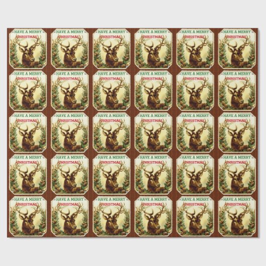 Deer Kerstmis, op maat gemaakt met houten korrel Cadeaupapier (Vlak)