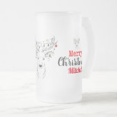 Deer Kerstmis op maat Matglas Bierpul (Voorkant rechts)