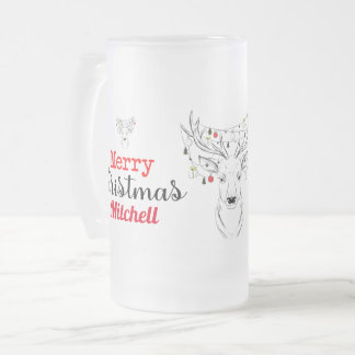 Deer Kerstmis op maat Matglas Bierpul