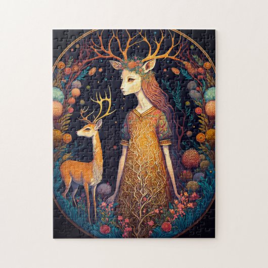 Deer Lady Imaginaire Art Jigsaw Puzzle (Vertical)