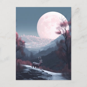 Deer Landscape Fantasy Whimsical Surreal Briefkaart