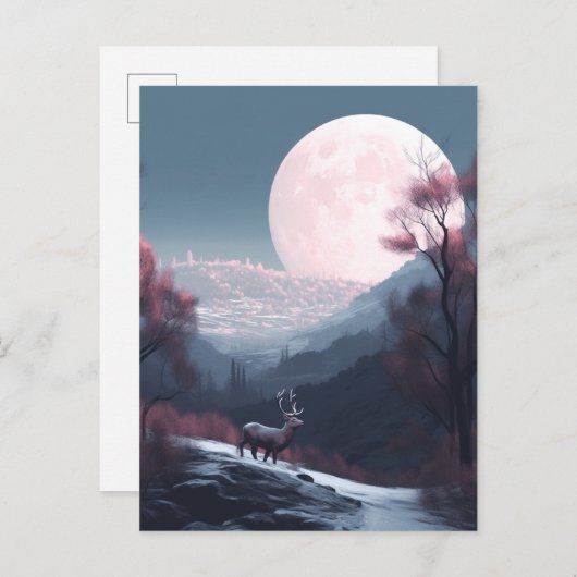 Deer Landscape Fantasy Whimsical Surreal Briefkaart (Voorkant / Achterkant)