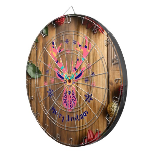 Deer Merry Christmas Dartboard Dartbord (Voorkant Rechts)