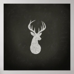 Deer met Antlers Chalk Drawing Poster