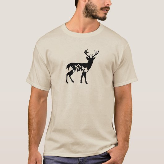 Deer met bergen t-shirt (Voorkant)