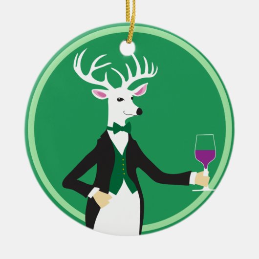 Deer met Champagne Toast Keramisch Ornament (Voorkant)