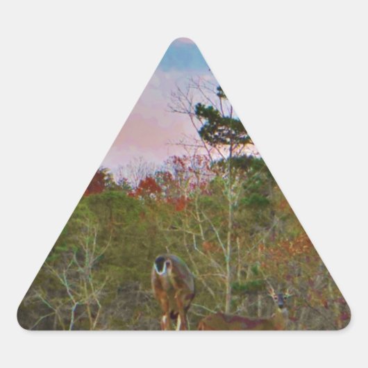 Deer met een roze blauwe lucht driehoek sticker (Voorkant)