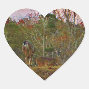 Deer met een roze blauwe lucht hart sticker